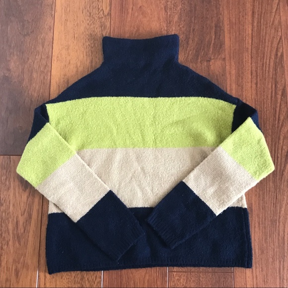 Sweaters - Mock Neck Colorblock Knit Sweater
